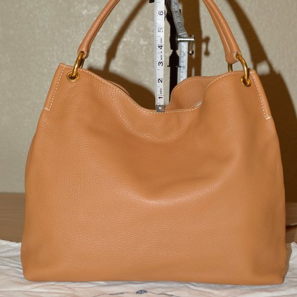 Prada Vitello Daino BN2097 Logo Signature Tan Leather shoulder Bag Gold Brass - Picture 3 of 15